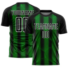 Load image into Gallery viewer, Custom Black Grass Green-White Abstract Network Sublimation Soccer Uniform Jersey
