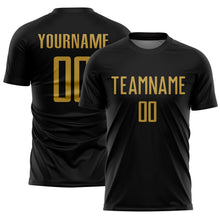 Load image into Gallery viewer, Custom Black Old Gold Sublimation Soccer Uniform Jersey

