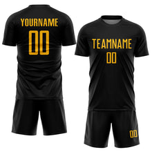 Load image into Gallery viewer, Custom Black Gold Sublimation Soccer Uniform Jersey
