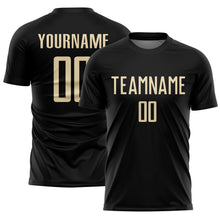 Load image into Gallery viewer, Custom Black Cream Sublimation Soccer Uniform Jersey
