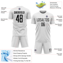 Load image into Gallery viewer, Custom White Black Sublimation Soccer Uniform Jersey
