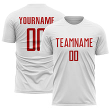 Load image into Gallery viewer, Custom White Red Sublimation Soccer Uniform Jersey
