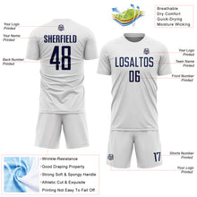 Load image into Gallery viewer, Custom White Navy Sublimation Soccer Uniform Jersey
