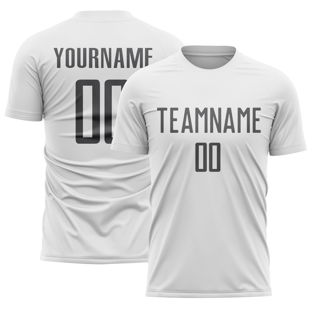 Custom White Steel Gray Sublimation Soccer Uniform Jersey