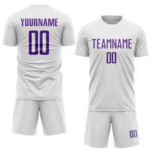 Load image into Gallery viewer, Custom White Purple Sublimation Soccer Uniform Jersey
