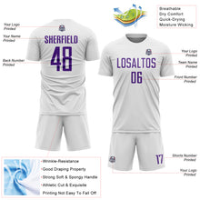 Load image into Gallery viewer, Custom White Purple Sublimation Soccer Uniform Jersey
