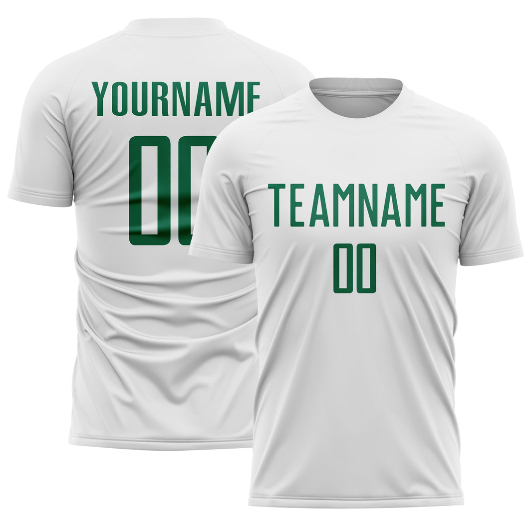 Custom White Kelly Green Sublimation Soccer Uniform Jersey