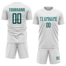 Load image into Gallery viewer, Custom White Teal Sublimation Soccer Uniform Jersey
