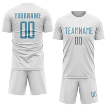 Load image into Gallery viewer, Custom White Shadow Blue Sublimation Soccer Uniform Jersey
