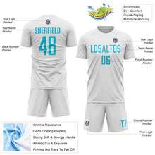 Load image into Gallery viewer, Custom White Lakes Blue Sublimation Soccer Uniform Jersey
