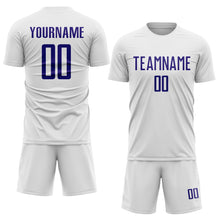 Load image into Gallery viewer, Custom White Dark Purple Sublimation Soccer Uniform Jersey
