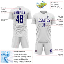 Load image into Gallery viewer, Custom White Dark Purple Sublimation Soccer Uniform Jersey
