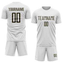Load image into Gallery viewer, Custom White Olive Sublimation Soccer Uniform Jersey
