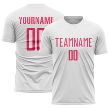 Load image into Gallery viewer, Custom White Neon Pink Sublimation Soccer Uniform Jersey
