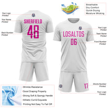 Load image into Gallery viewer, Custom White Deep Pink Sublimation Soccer Uniform Jersey
