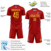 Load image into Gallery viewer, Custom Red Yellow Sublimation Soccer Uniform Jersey

