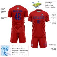 Load image into Gallery viewer, Custom Red Royal Sublimation Soccer Uniform Jersey
