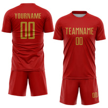 Load image into Gallery viewer, Custom Red Old Gold Sublimation Soccer Uniform Jersey
