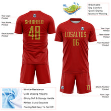 Load image into Gallery viewer, Custom Red Old Gold Sublimation Soccer Uniform Jersey
