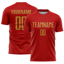 Load image into Gallery viewer, Custom Red Old Gold Sublimation Soccer Uniform Jersey
