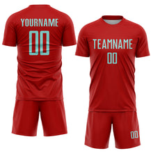 Load image into Gallery viewer, Custom Red Ice Blue Sublimation Soccer Uniform Jersey
