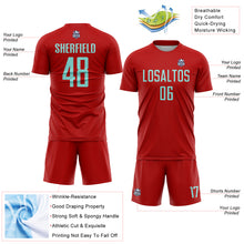 Load image into Gallery viewer, Custom Red Ice Blue Sublimation Soccer Uniform Jersey
