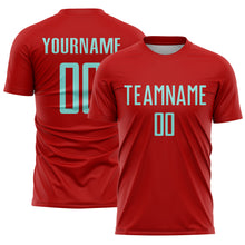 Load image into Gallery viewer, Custom Red Ice Blue Sublimation Soccer Uniform Jersey
