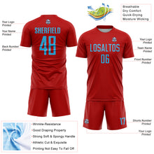 Load image into Gallery viewer, Custom Red Sky Blue Sublimation Soccer Uniform Jersey
