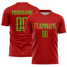 Load image into Gallery viewer, Custom Red Aurora Green Sublimation Soccer Uniform Jersey
