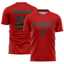 Load image into Gallery viewer, Custom Red Midnight Green Sublimation Soccer Uniform Jersey
