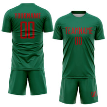 Load image into Gallery viewer, Custom Kelly Green Red Sublimation Soccer Uniform Jersey
