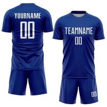 Load image into Gallery viewer, Custom Royal White Sublimation Soccer Uniform Jersey
