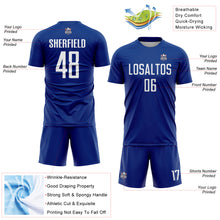 Load image into Gallery viewer, Custom Royal White Sublimation Soccer Uniform Jersey
