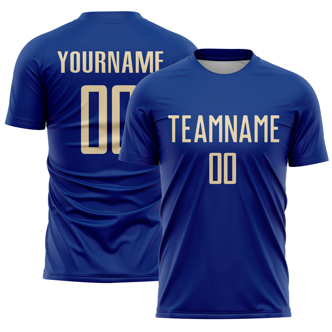 Custom Royal Cream Sublimation Soccer Uniform Jersey