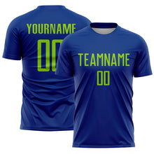 Load image into Gallery viewer, Custom Royal Neon Green Sublimation Soccer Uniform Jersey
