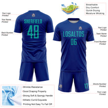 Load image into Gallery viewer, Custom Royal Aqua Sublimation Soccer Uniform Jersey
