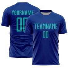 Load image into Gallery viewer, Custom Royal Aqua Sublimation Soccer Uniform Jersey
