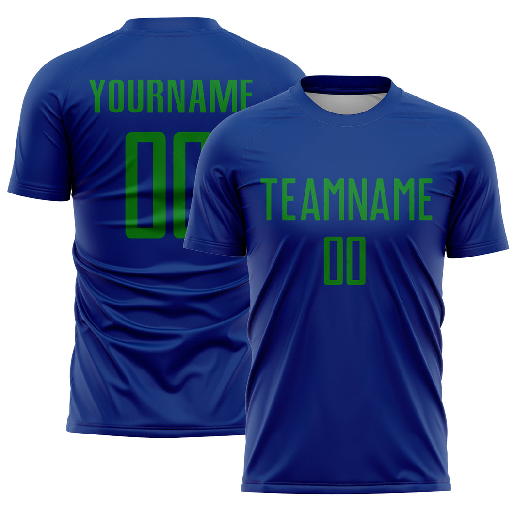 Custom Royal Grass Green Sublimation Soccer Uniform Jersey