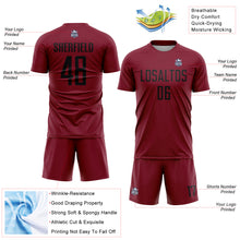 Load image into Gallery viewer, Custom Crimson Black Sublimation Soccer Uniform Jersey
