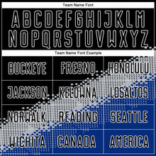 Load image into Gallery viewer, Custom Black Gray-Royal Gradient Geometric Shape Sublimation Soccer Uniform Jersey
