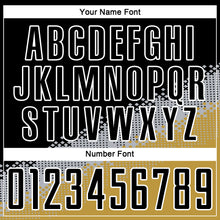 Load image into Gallery viewer, Custom Black Gray-Old Gold Gradient Geometric Shape Sublimation Soccer Uniform Jersey
