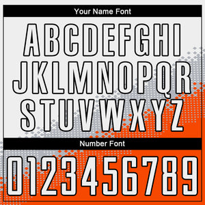 Custom White Gray Orange-Black Gradient Geometric Shape Sublimation Soccer Uniform Jersey