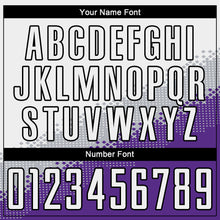 Load image into Gallery viewer, Custom White Gray Purple-Black Gradient Geometric Shape Sublimation Soccer Uniform Jersey
