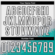 Load image into Gallery viewer, Custom White Gray Aqua-Black Gradient Geometric Shape Sublimation Soccer Uniform Jersey
