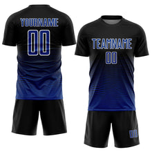 Load image into Gallery viewer, Custom Black Royal-White Gradient Line Sublimation Soccer Uniform Jersey
