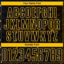 Load image into Gallery viewer, Custom Black Yellow Geometric Shape Sublimation Soccer Uniform Jersey

