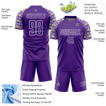 Load image into Gallery viewer, Custom Purple White Geometric Shape Sublimation Soccer Uniform Jersey
