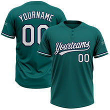 Load image into Gallery viewer, Custom Teal White-Navy Two-Button Unisex Softball Jersey
