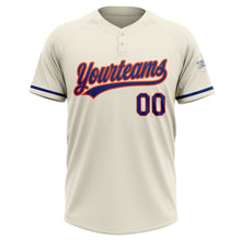 Load image into Gallery viewer, Custom Cream Royal-Orange Two-Button Unisex Softball Jersey
