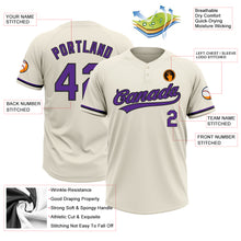 Load image into Gallery viewer, Custom Cream Purple-Black Two-Button Unisex Softball Jersey
